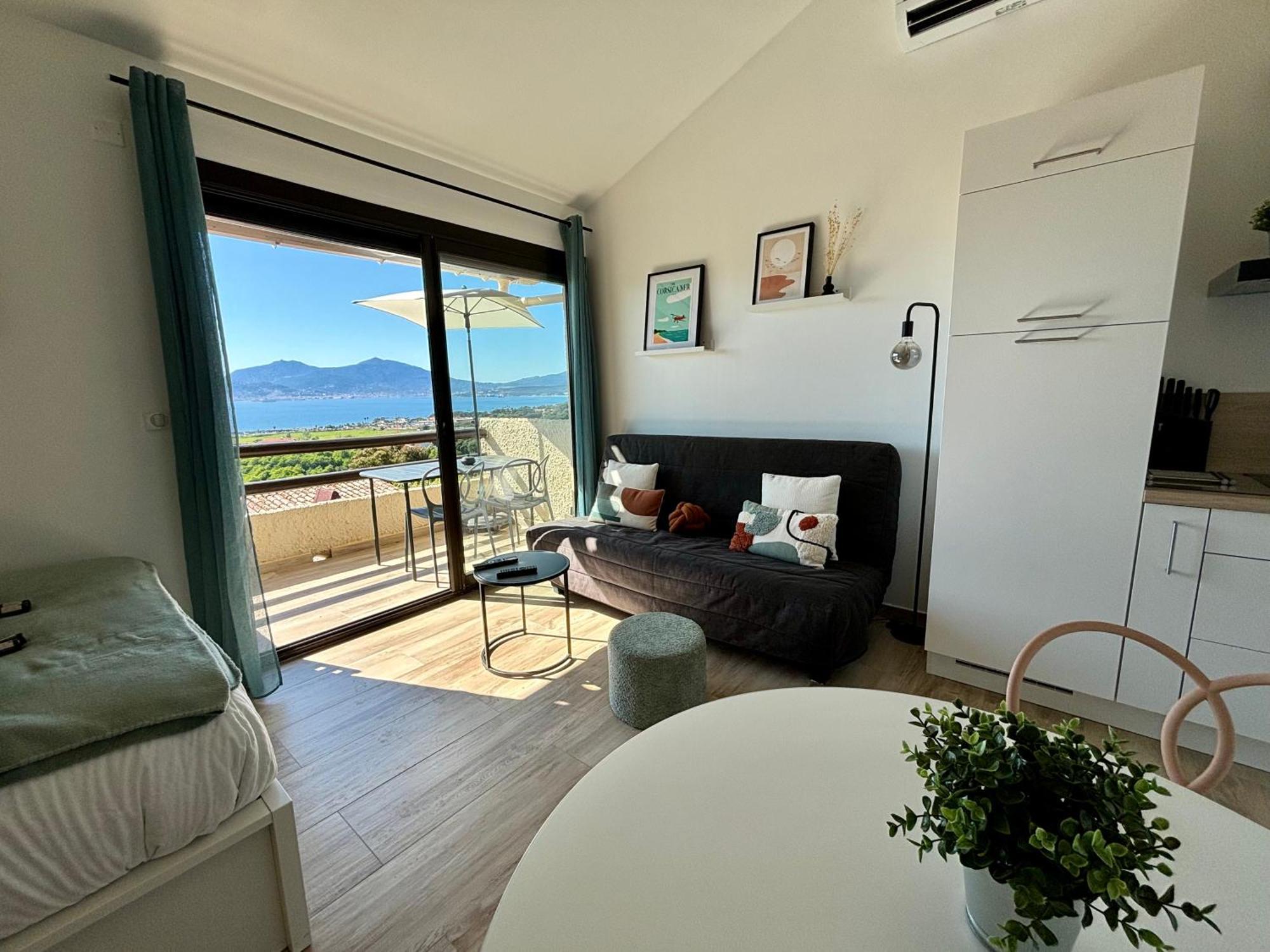 Studio Vue Mer A Porticcio Piscine Et Parking Exterior photo